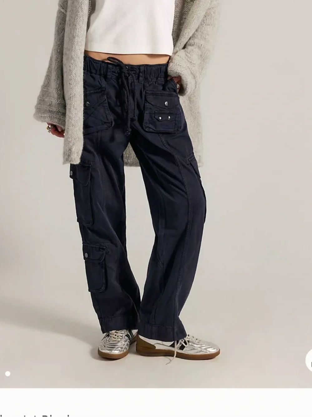 FREE PEOPLE Tahiti Cargo Pocket Utility Pants - Black and Dusty Rose - Picture 11 of 12